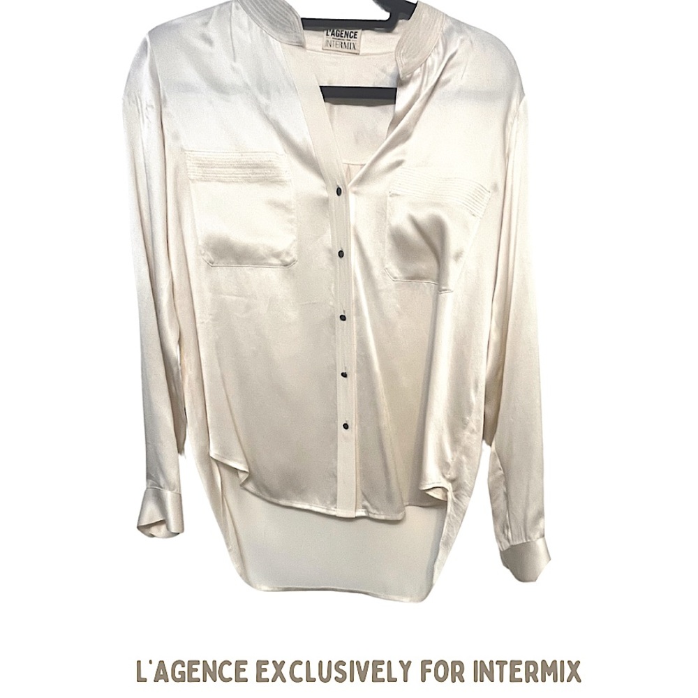 L’AGENCE | silk off white blouse size 0
